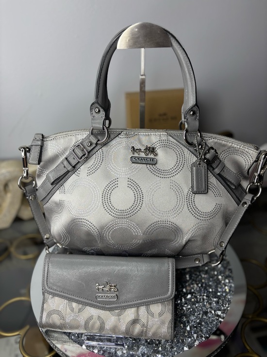 Coach Handbags - Coach 2010 Madison Dotted Op Art Sophia satchel and matching wallet EUC